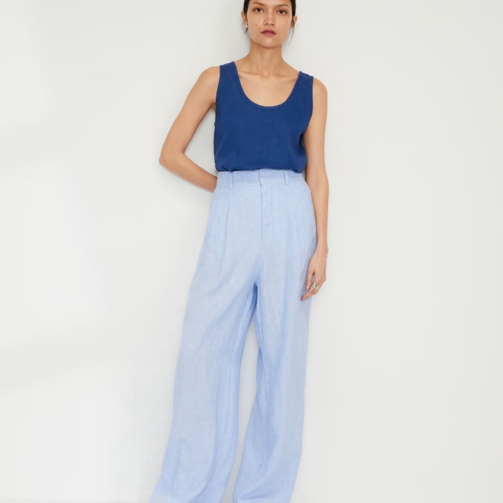 NWT Everlane The Linen Way-High Drape Pant